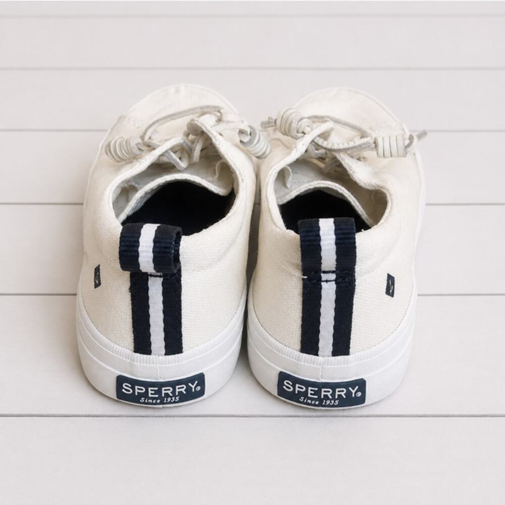 Sperry Womens Top Sider White Canvas Boat Casual Dock Shoe,  Size 8.5 EUC - Picture 2 of 4